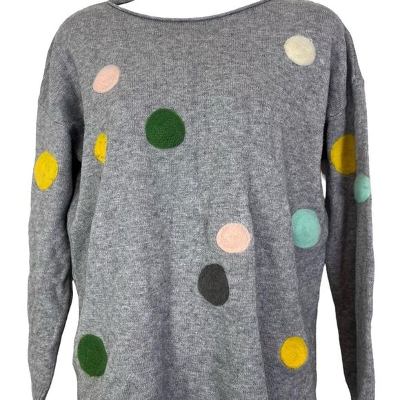 PATRIZIA LUCA MILANO Gray Long Sleeve Pullover Dot Embroidered Sweater sz XS - Picture 3 of 16